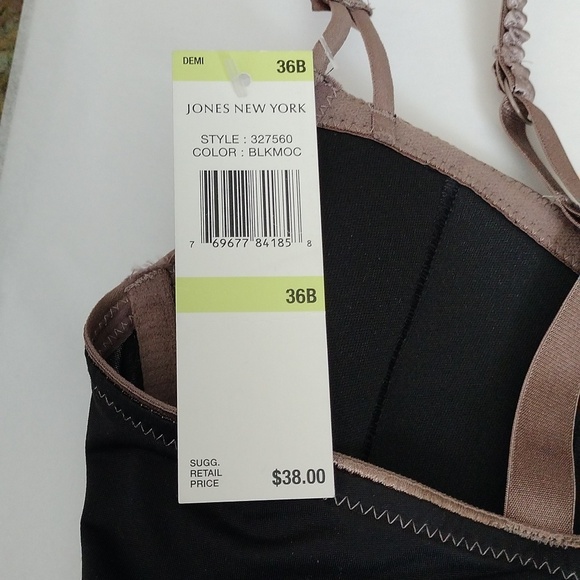 Jones New York 327450 Demi Bra, Black+Mocha, 36B - Picture 3 of 7